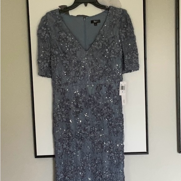 knee length dresses for ladies Fit And Flare Knit Midi Dress Aqua – Roland Mouret main image 0